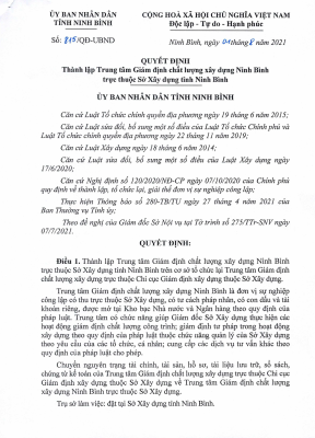 Quyết định thành lập