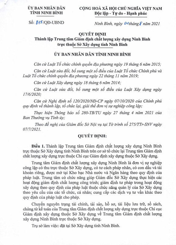 Quyết định thành lập